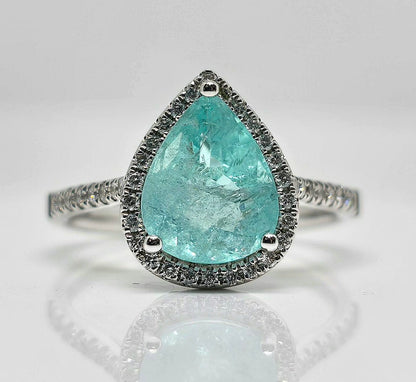 18K white gold Paraiba tourmaline and diamond ring