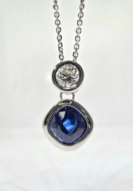 14K gold sapphire and diamond necklace
