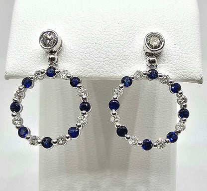 14K gold diamond and sapphire earrings