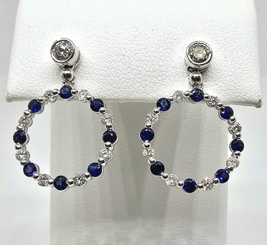 14K gold diamond and sapphire earrings