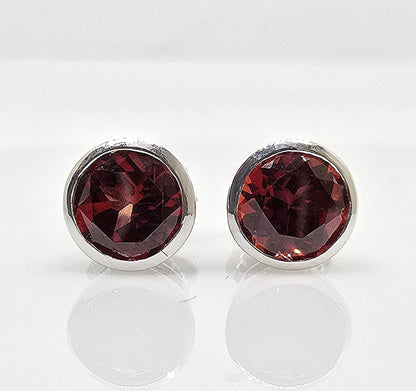 10K gold garnet bezel stud earrings