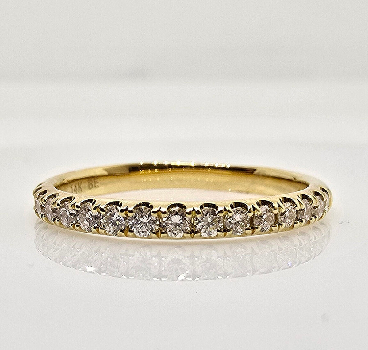 14K gold prong set diamond wedding band