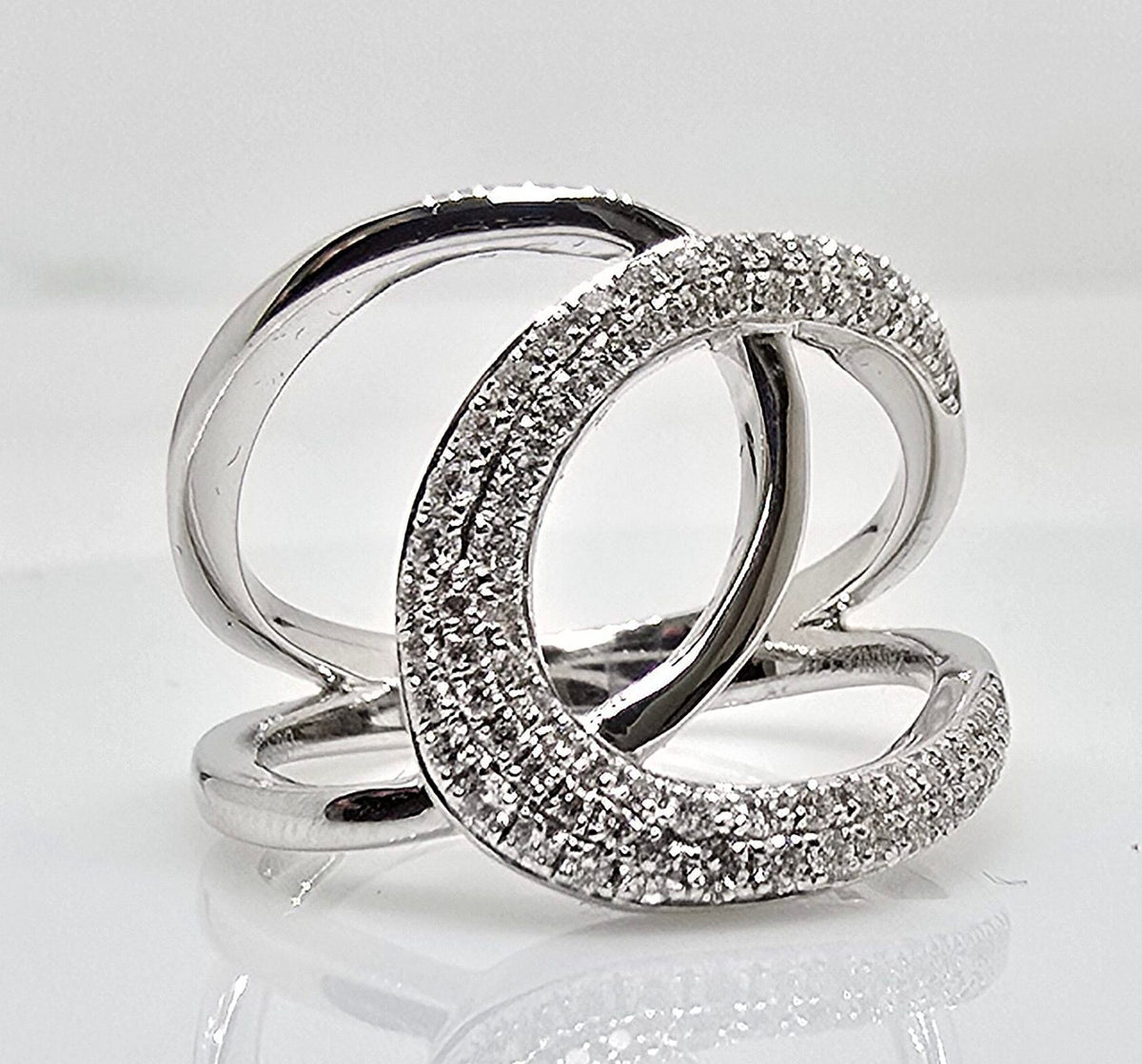 14K gold open bypass diamond ring