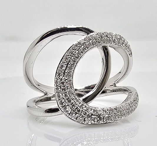 14K gold open bypass diamond ring