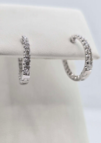 Platinum in/out diamond hoop earrings