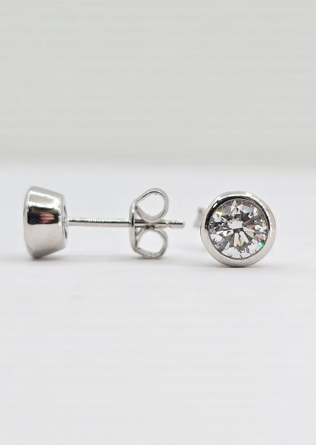 Sterling silver lab grown diamond stud earrings