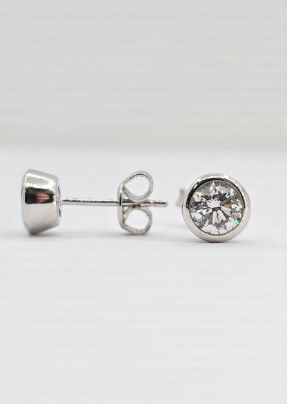 Sterling silver lab grown diamond stud earrings