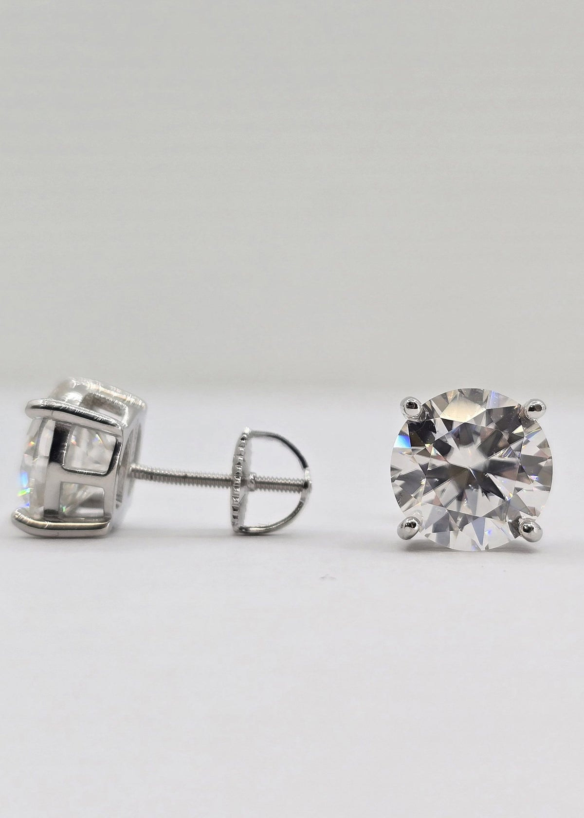 Sterling silver moissanite stud earrings, 8 ctw