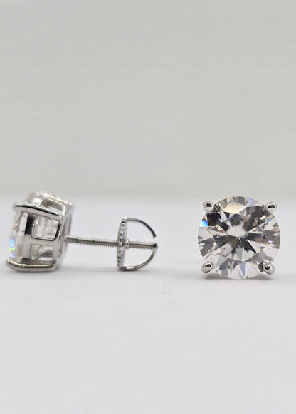 Sterling silver moissanite stud earrings, 8 ctw