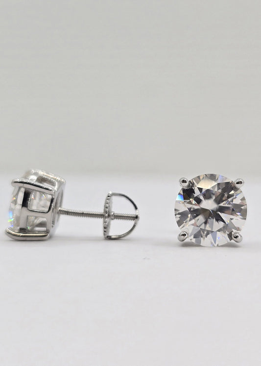 Sterling silver moissanite stud earrings, 8 ctw