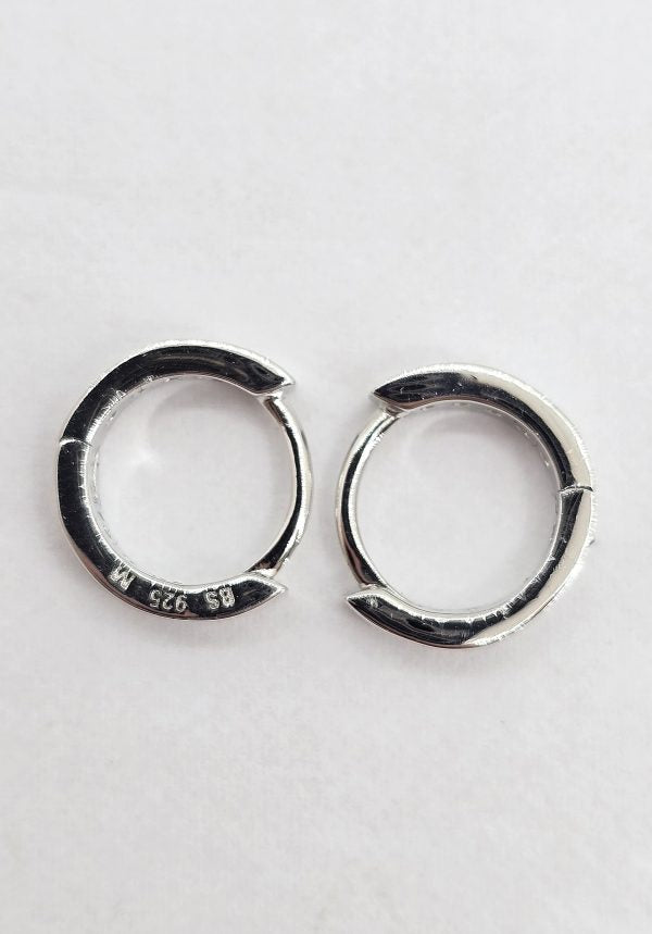 Sterling silver moissanite huggie earrings, view 3
