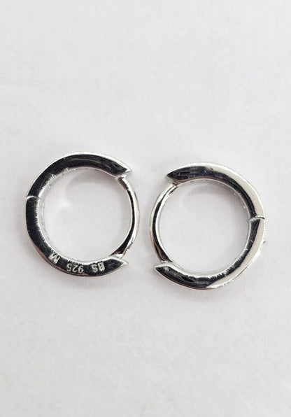 Sterling silver moissanite huggie earrings, view 3