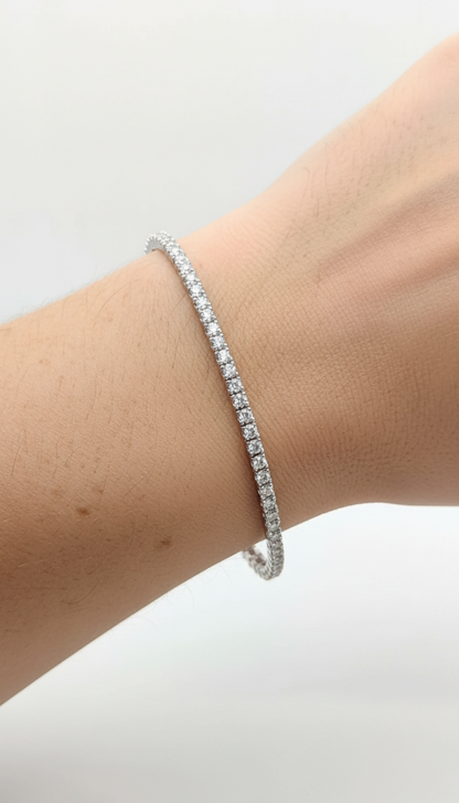 14K gold natural diamond tennis bracelet, view 2