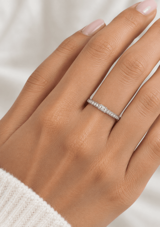 14K gold fancy diamond band, view 2