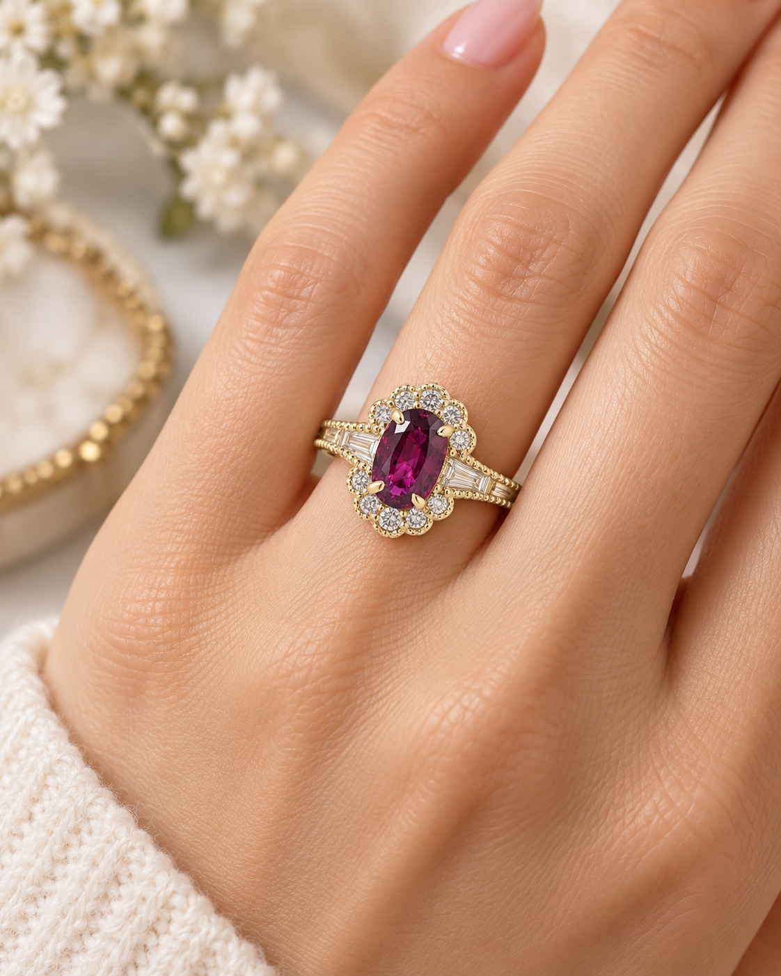 Custom 14k 1.29ctw Ruby and Diamond Ring
