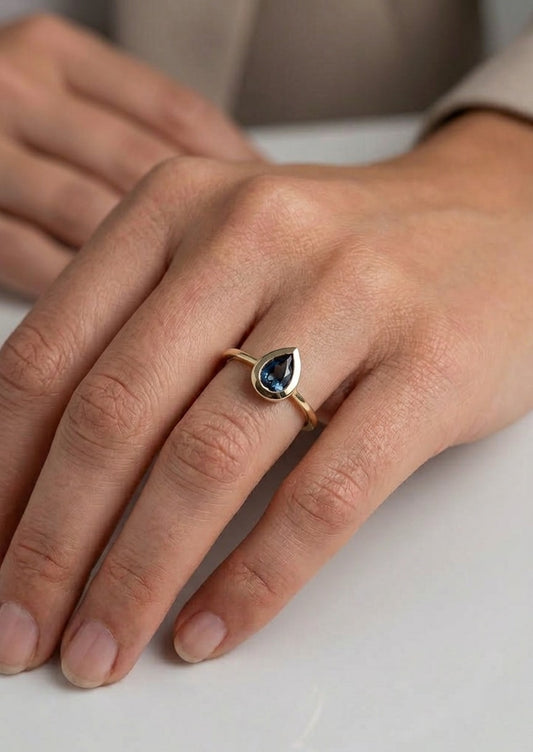 10K gold London blue topaz ring, view 2