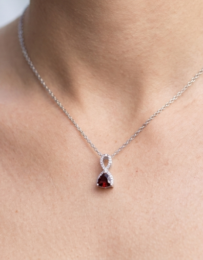 10K gold garnet and diamond necklace, view 2