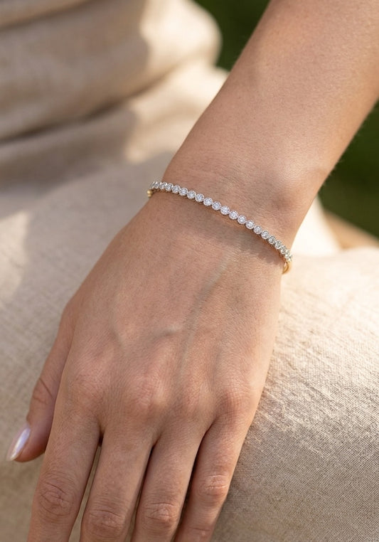 14K gold diamond flexible bangle, view 2