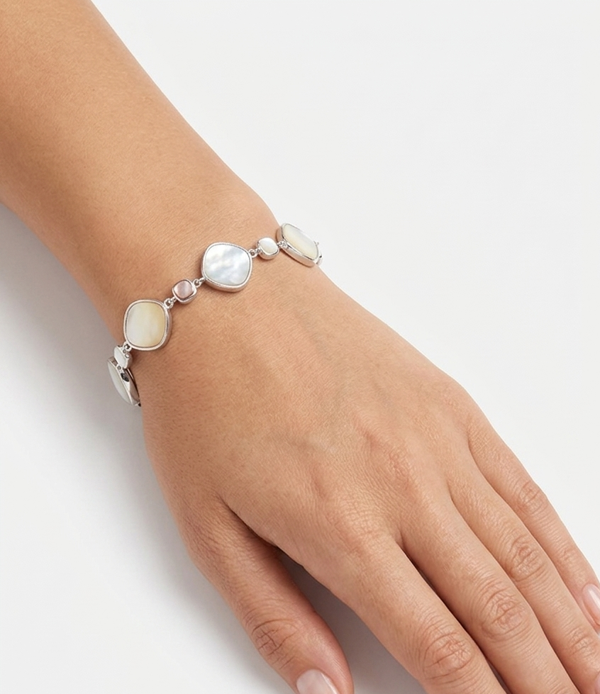 Sterling silver mother of pearl bracelet, view 2