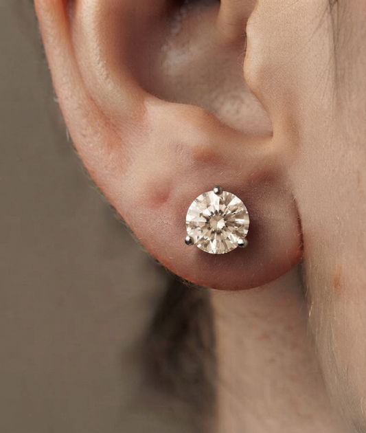 Pre-owned 14K gold cognac diamond earrings, view 2