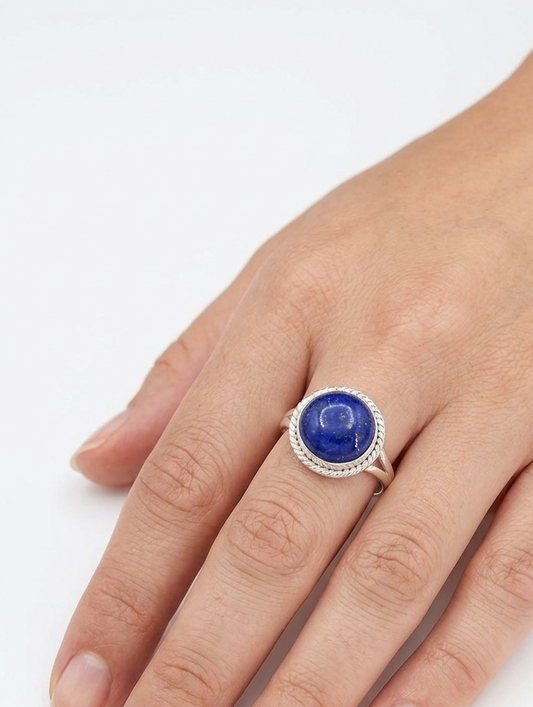 Sterling silver blue lapis ring, view 2