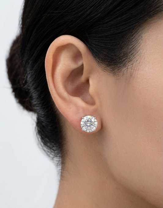 Sterling silver moissanite stud earrings, 6 ctw, view 2