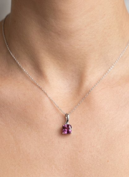 14K gold pink tourmaline and diamond necklace, view 2