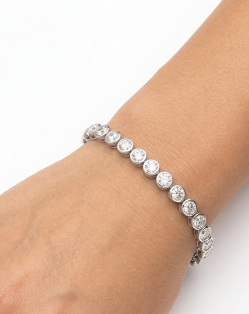 Sterling silver moissanite tennis bracelet, view 2