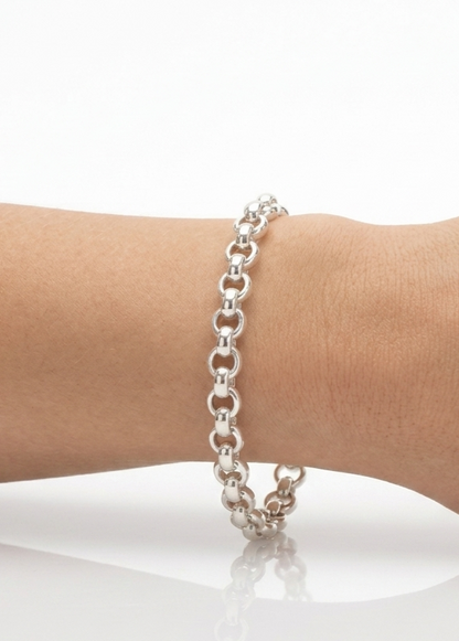 Sterling silver 8 inch rolo bracelet, view 2