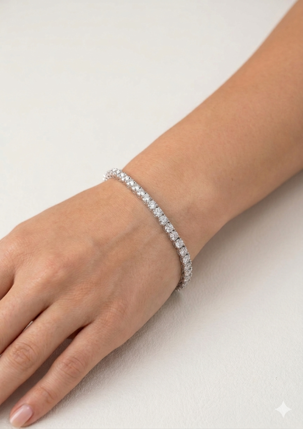 Sterling silver lab grown diamond miracle bracelet, view 3