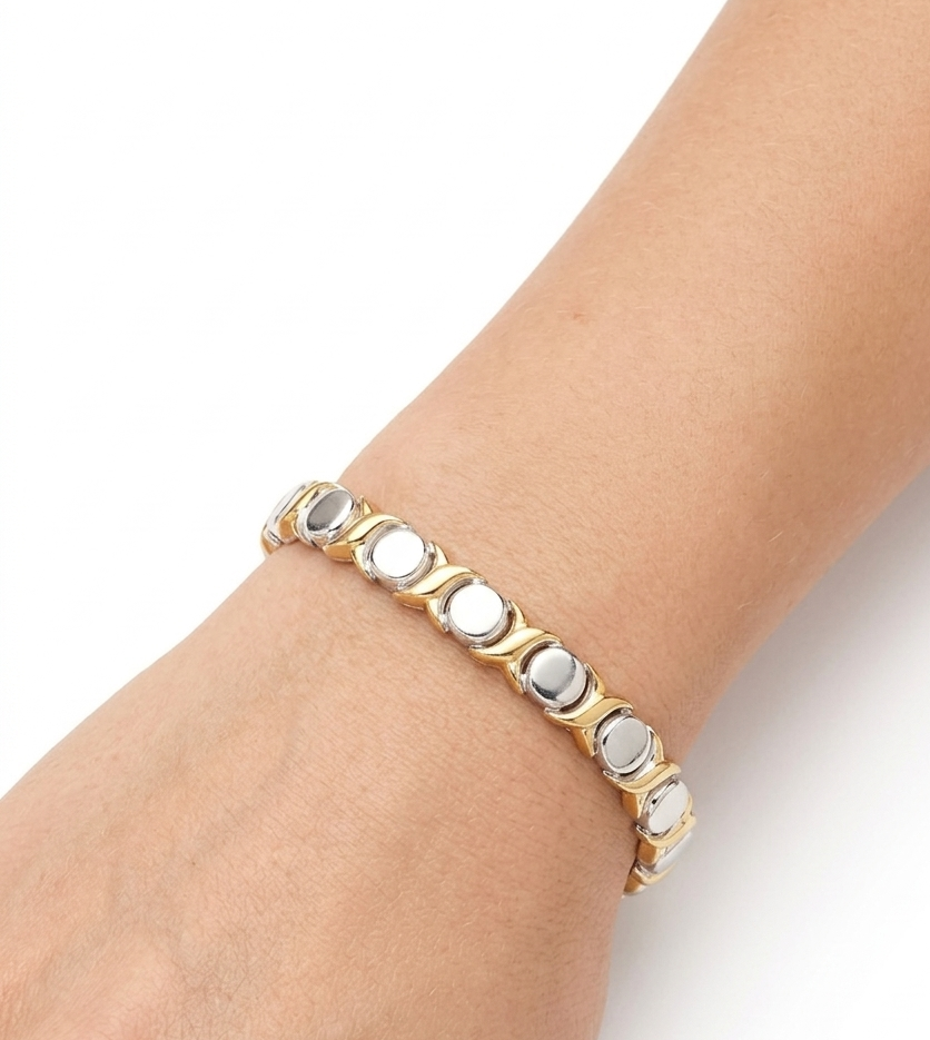 Sterling silver and gold-plated XO bracelet, view 2