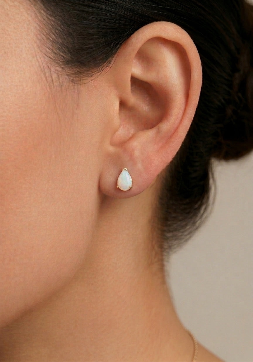 10K gold opal stud earrings, view 2