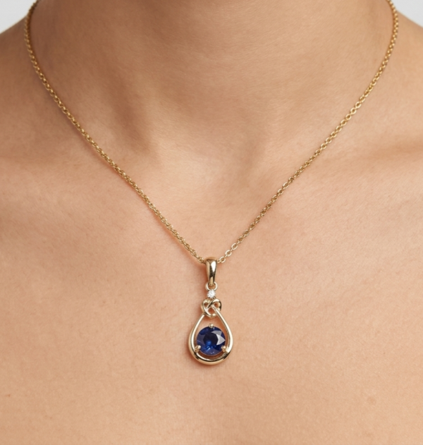 14K gold sapphire necklace, view 2