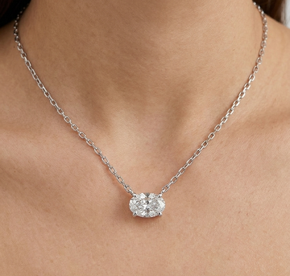 Sterling silver lab grown diamond necklace, style B, view 2