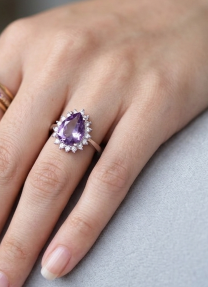 Sterling silver amethyst ring, view 2