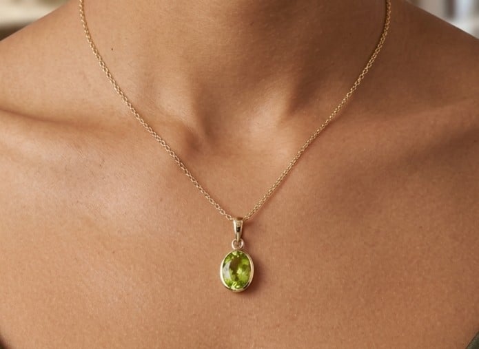 10K gold peridot necklace, view 2