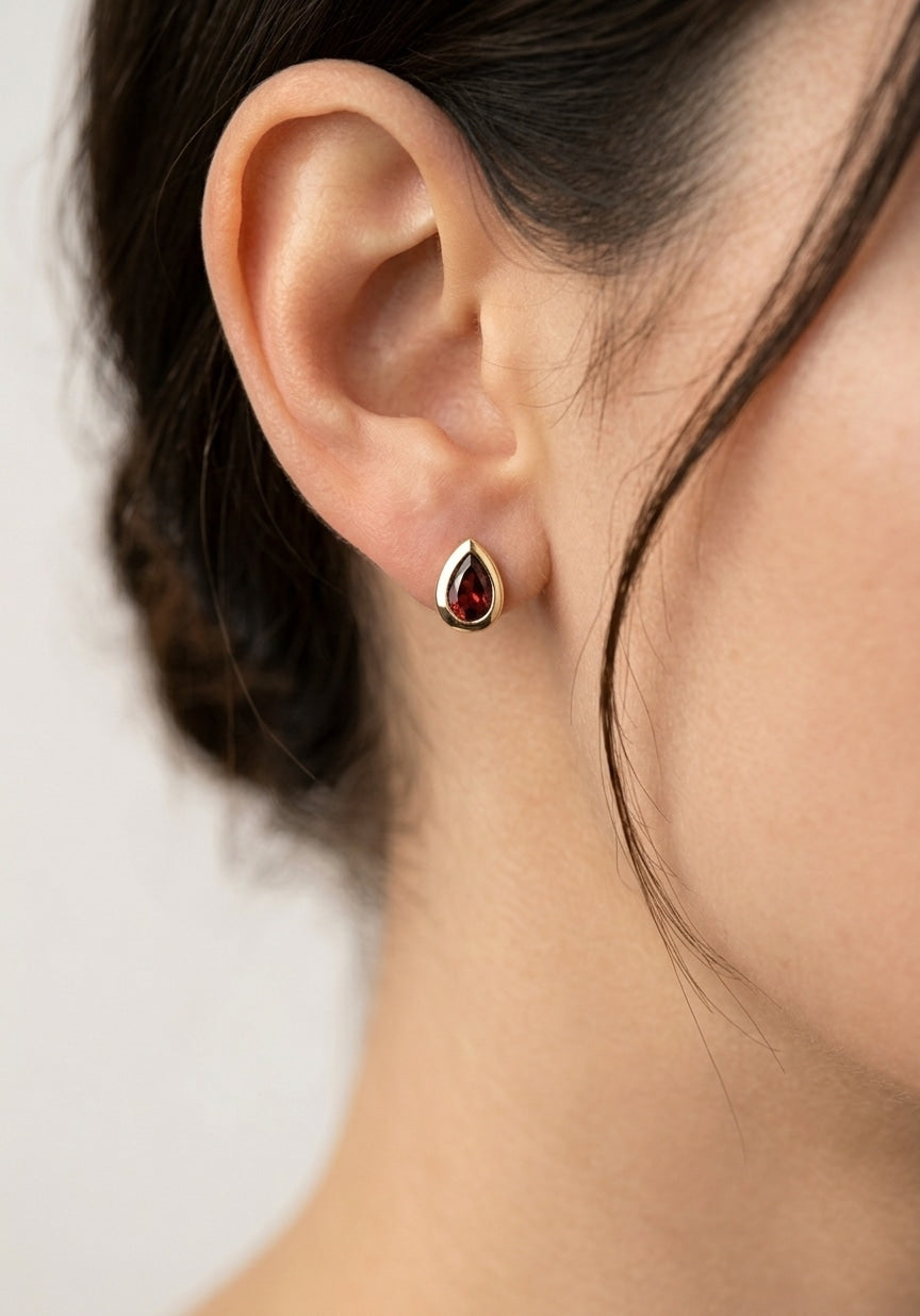 10K gold garnet earrings, view 2