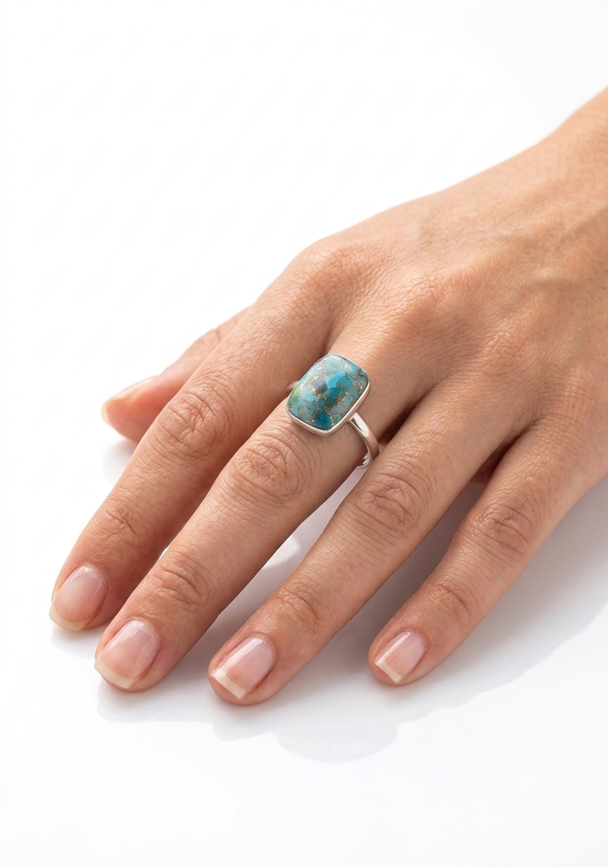 Sterling silver turquoise ring, view 2