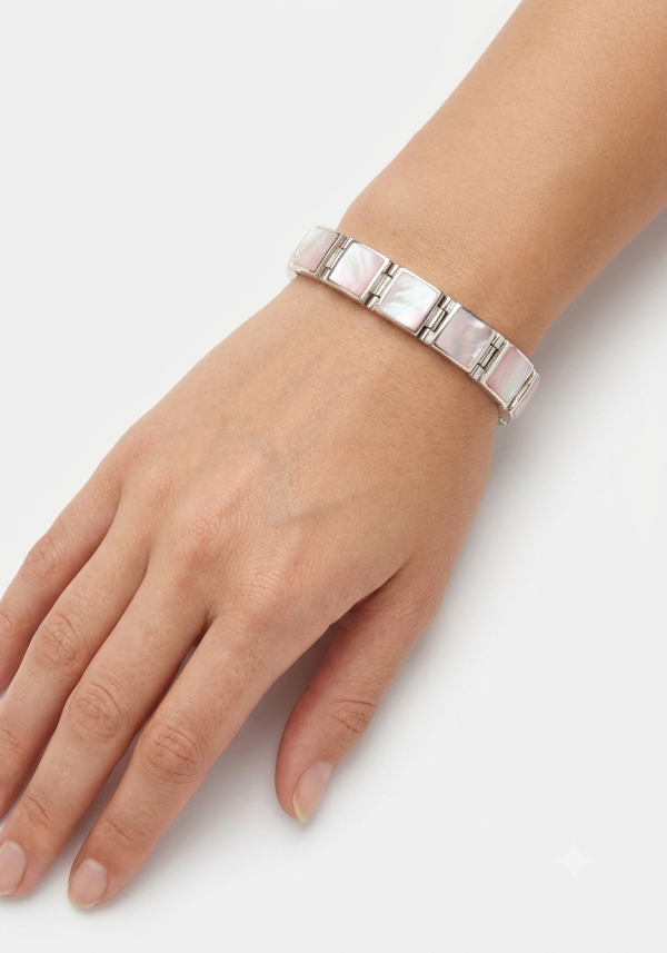 Sterling silver mother of pearl bracelet, view B