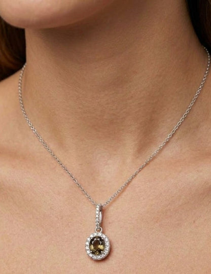 14K gold alexandrite and diamond necklace, view 2