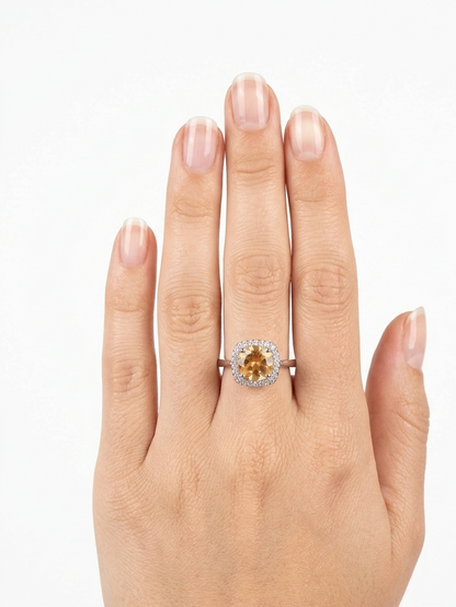 Sterling silver citrine ring, view 2