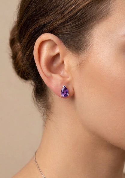 10K gold amethyst stud earrings, view 3