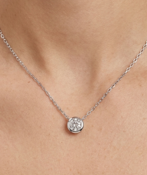Sterling silver lab grown diamond necklace, 0.5 ctw, view 2