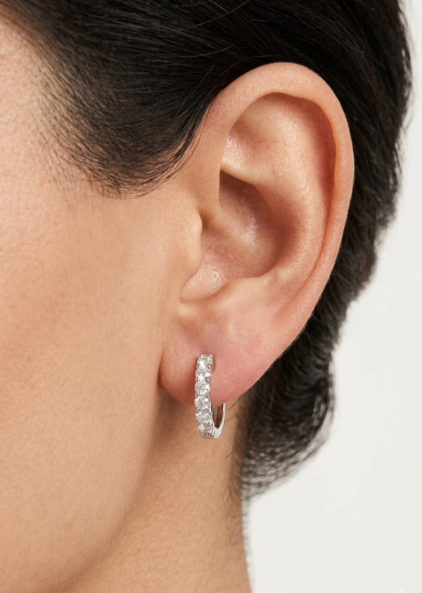 Sterling silver lab grown diamond huggies, 0.5 ctw, view 2