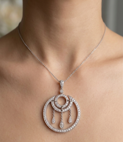 18K gold antique diamond necklace, view 2