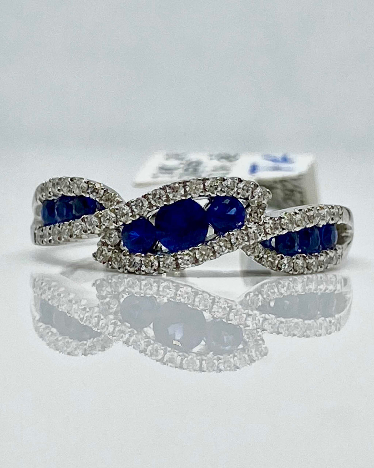 14K white gold sapphire and diamond ring