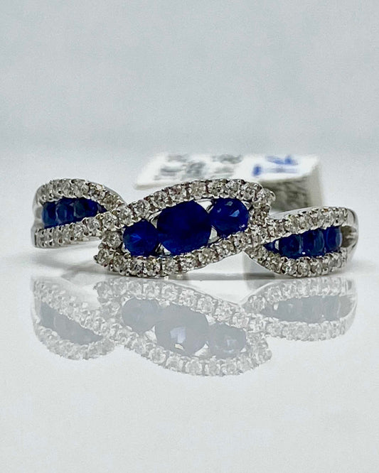 14K white gold sapphire and diamond ring