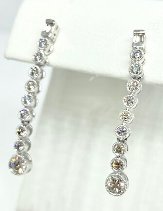 14K gold diamond cascading dangle earrings