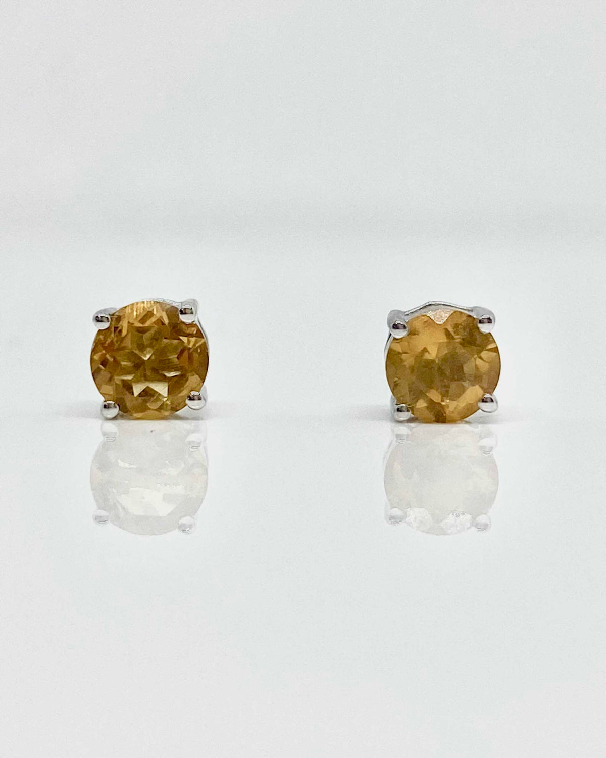 14K white gold citrine stud earrings