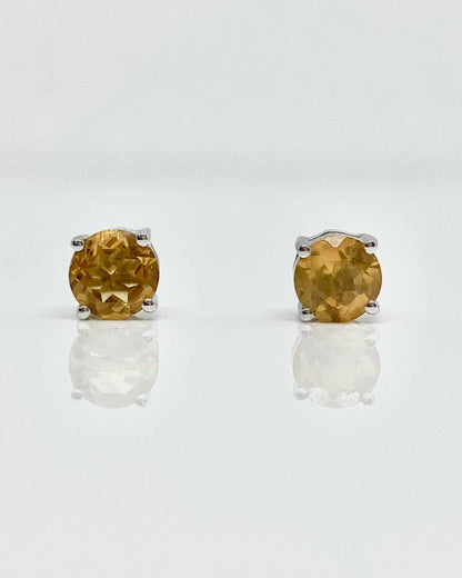 14K white gold citrine stud earrings